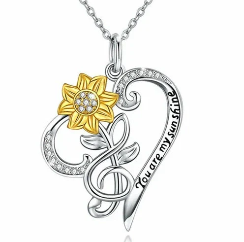 Alloy Electroplated Sunflower Pendant Clavicle Chain For Ladies - Image 6