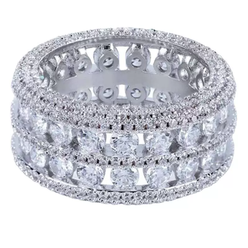 Alloy Electroplating Geometric Doublerow Hollow Microinlaid Zircon Women's Ring Jewelry - Image 5