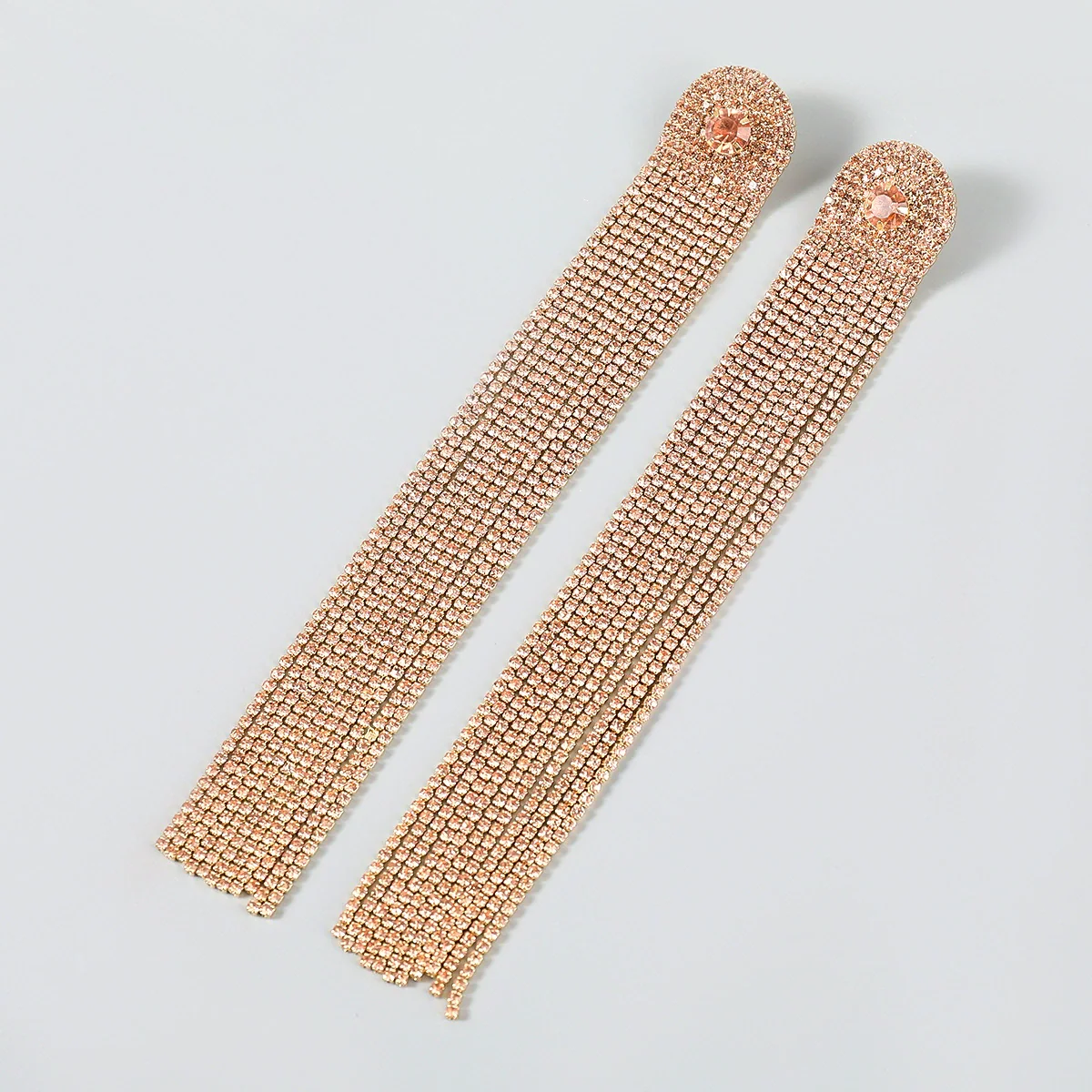 Alloy Encrusted Rhinestone Long Tassel Earrings Trendy Women's Fashionable Earrings - Image 10