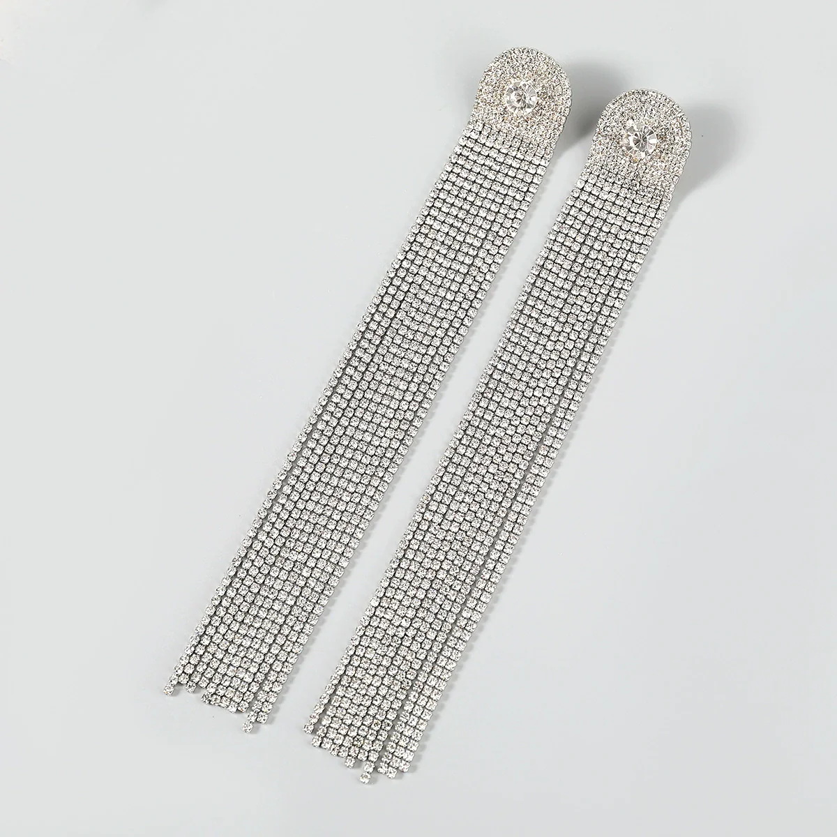 Alloy Encrusted Rhinestone Long Tassel Earrings Trendy Women's Fashionable Earrings - Image 12