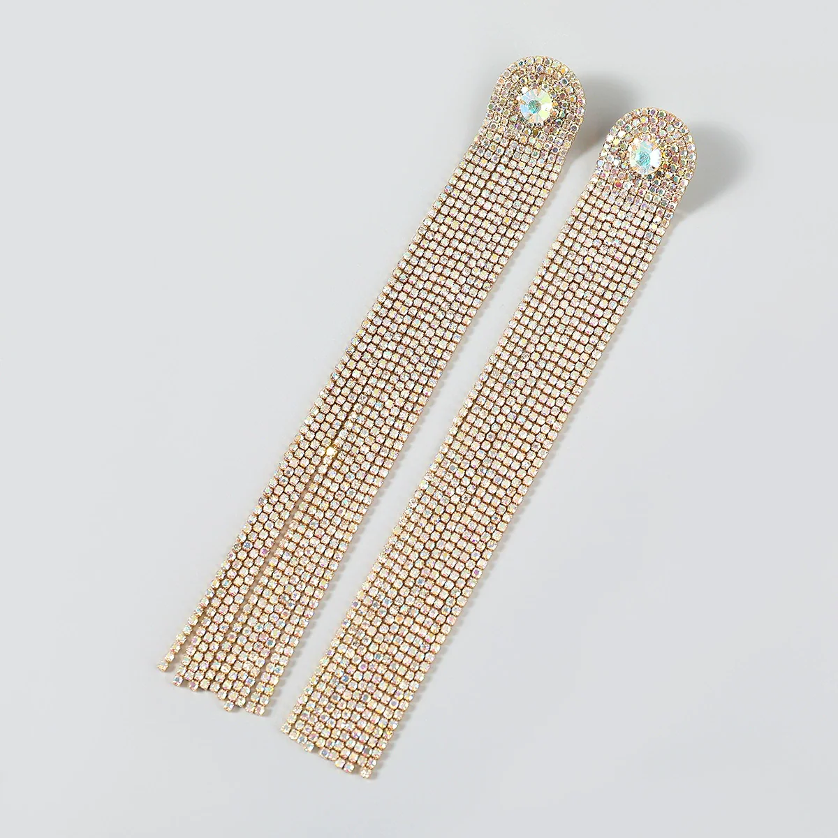Alloy Encrusted Rhinestone Long Tassel Earrings Trendy Women's Fashionable Earrings - Image 4