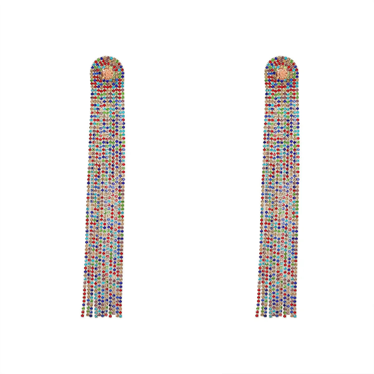 Alloy Encrusted Rhinestone Long Tassel Earrings Trendy Women's Fashionable Earrings - Image 5