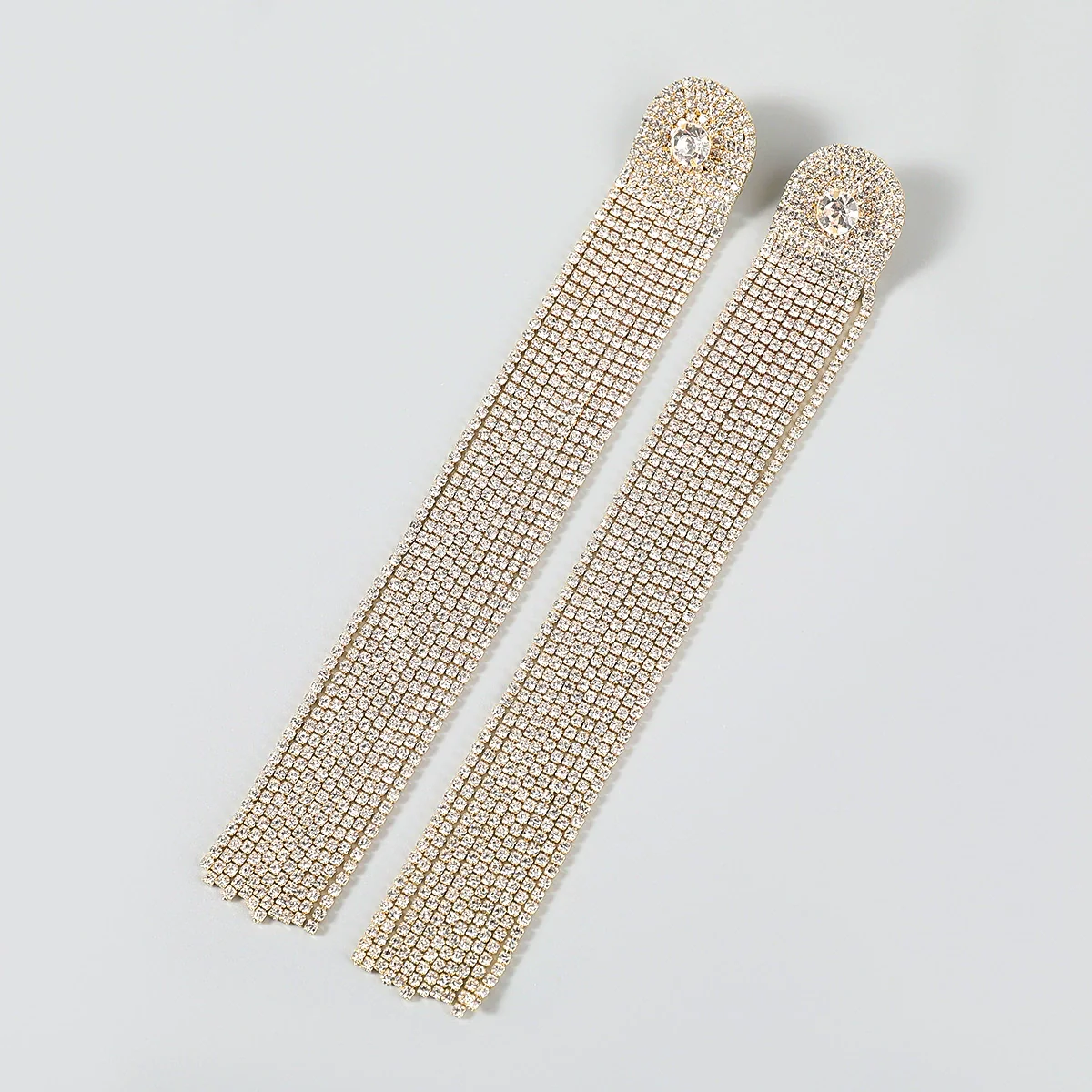 Alloy Encrusted Rhinestone Long Tassel Earrings Trendy Women's Fashionable Earrings - Image 6