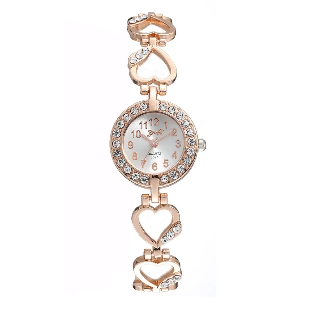 Alloy Fashion Heart String Bracelet Women's Quartz Watch With Round Dial - Image 6