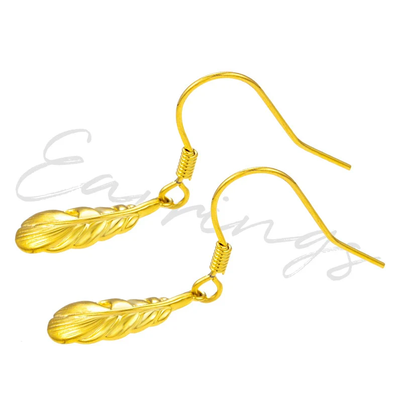 Alloy Feather Fashion Tassel Ear Hook Earrings With Electroplating For Women - Image 3