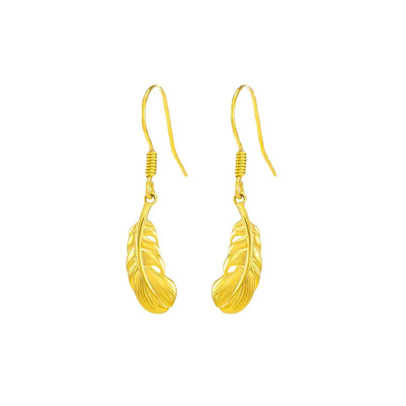 Alloy Feather Fashion Tassel Ear Hook Earrings With Electroplating For Women - Image 5