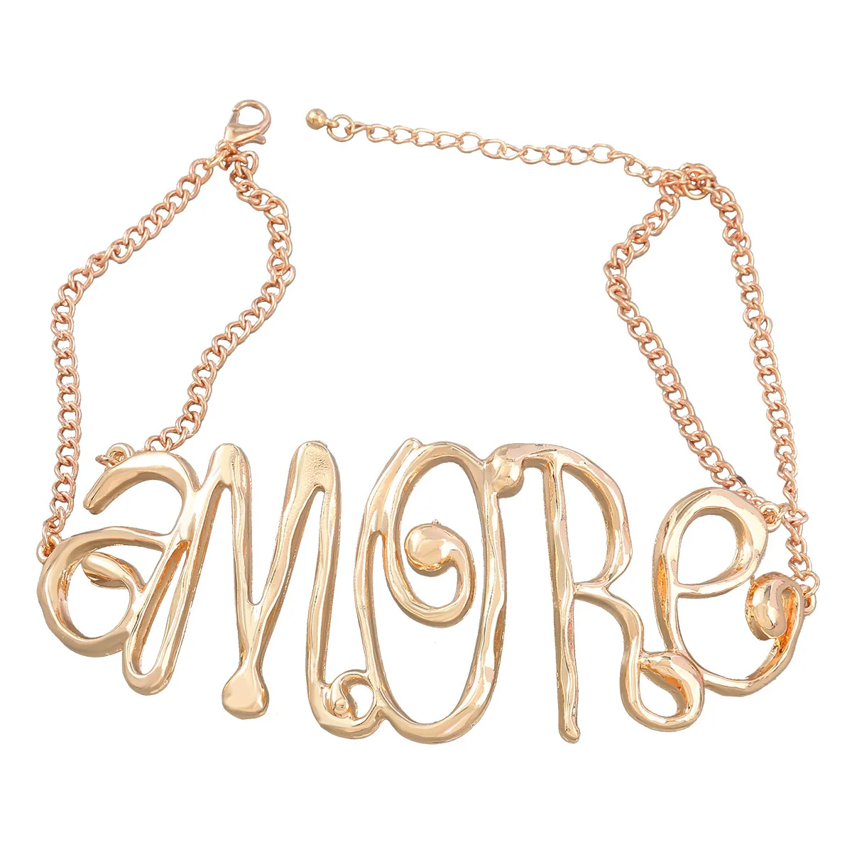 Alloy Flower Letter Necklace Electroplated Snake Bone Chain For Women Retro Hiphop Exaggerated Style - Image 5