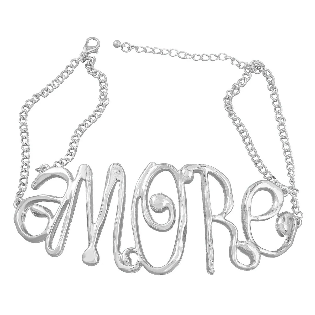 Alloy Flower Letter Necklace Electroplated Snake Bone Chain For Women Retro Hiphop Exaggerated Style - Image 7