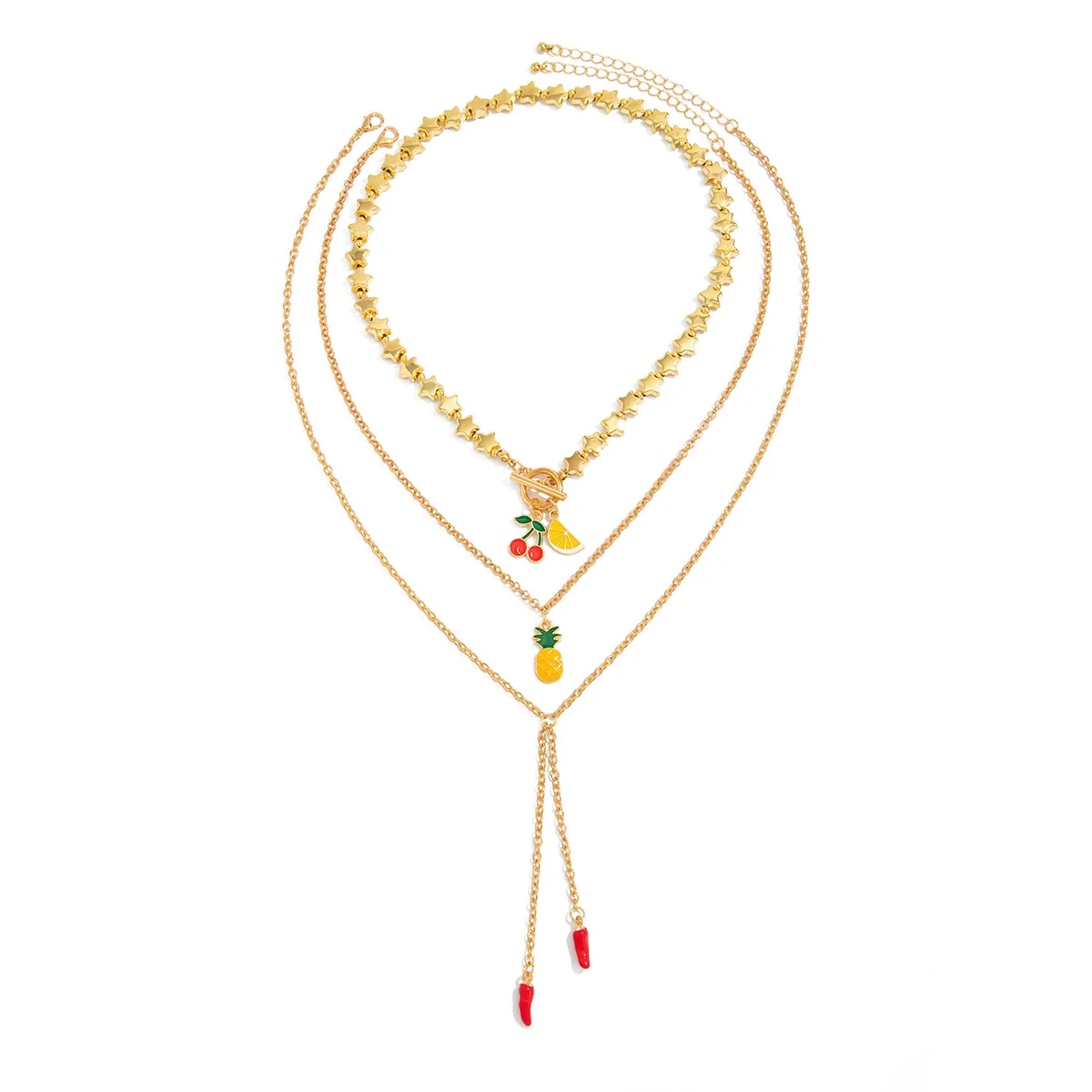 Alloy Fruit Fivepointed Star Beaded Necklace For Women With Electroplating - Image 5