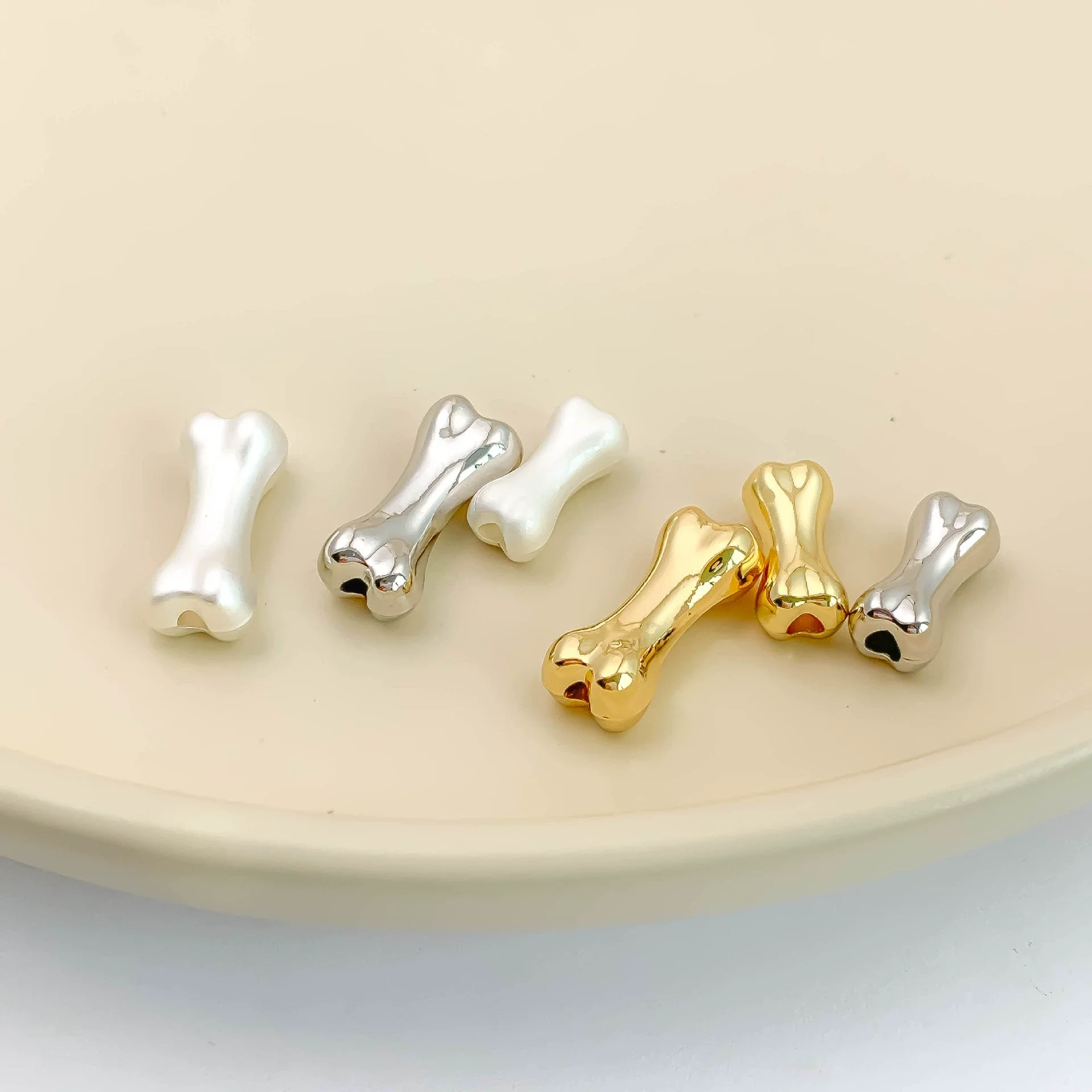 Alloy Fun Bone Beads Electroplated Ins Style Diy Accessories For Jewelry Making - Image 2