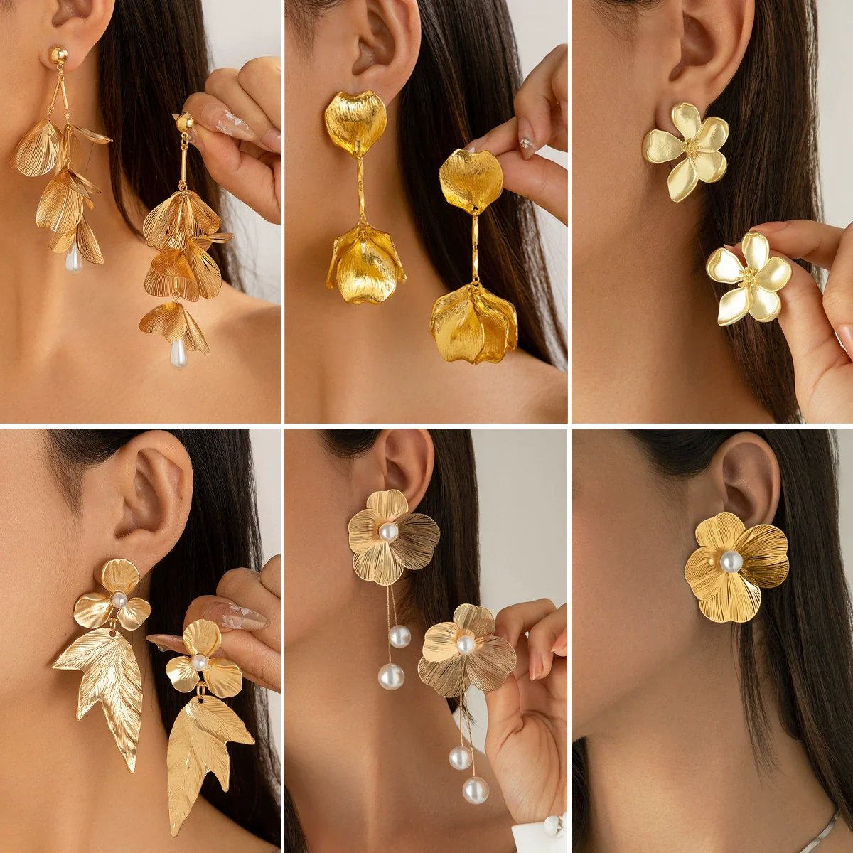 Alloy Geometric And Flower Patterned Electroplated Threedimensional Ginkgo Leaf Women's Earrings