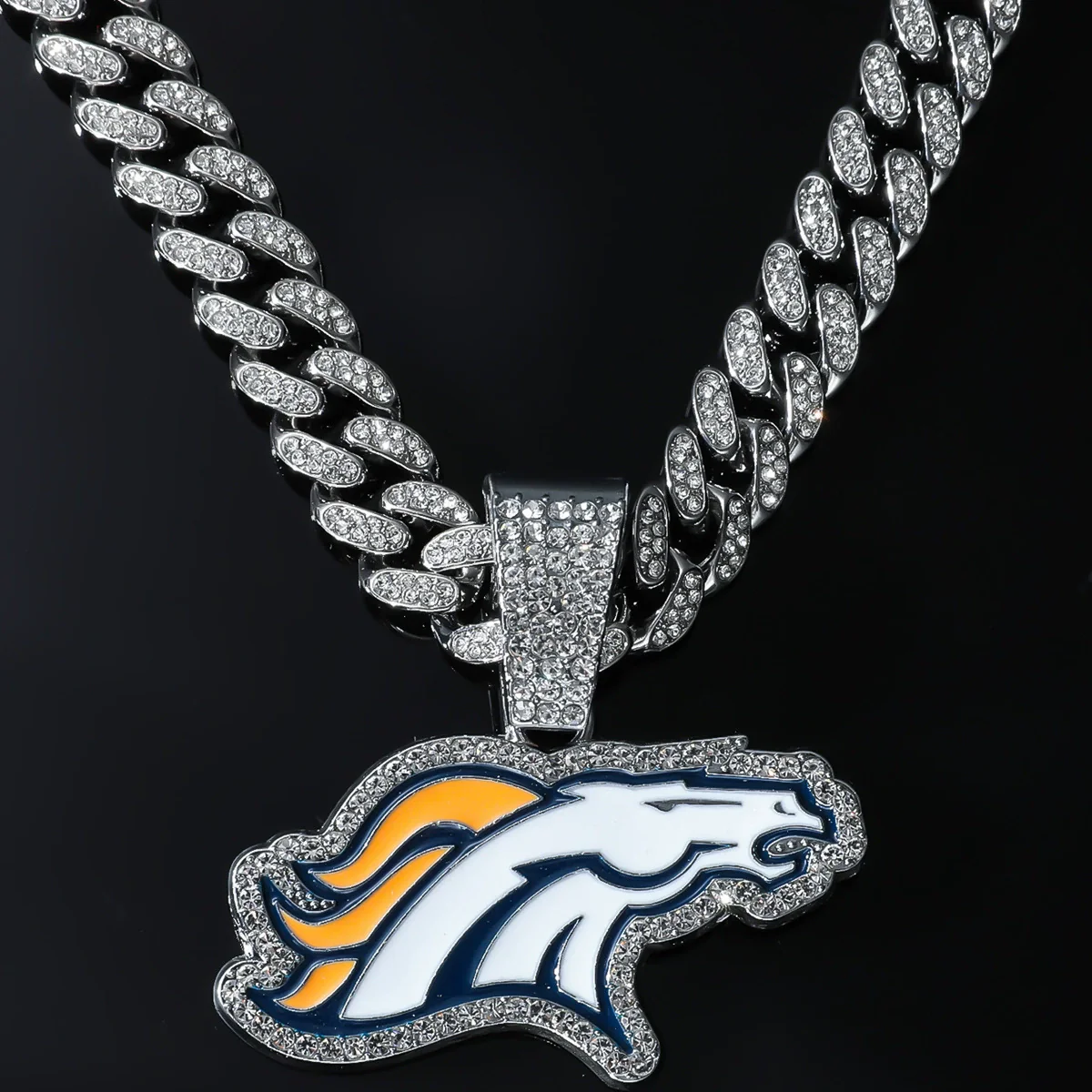 Alloy Geometric Animal Wolf Pendant Cuban Chain Necklace For Men With Diamond - Image 3