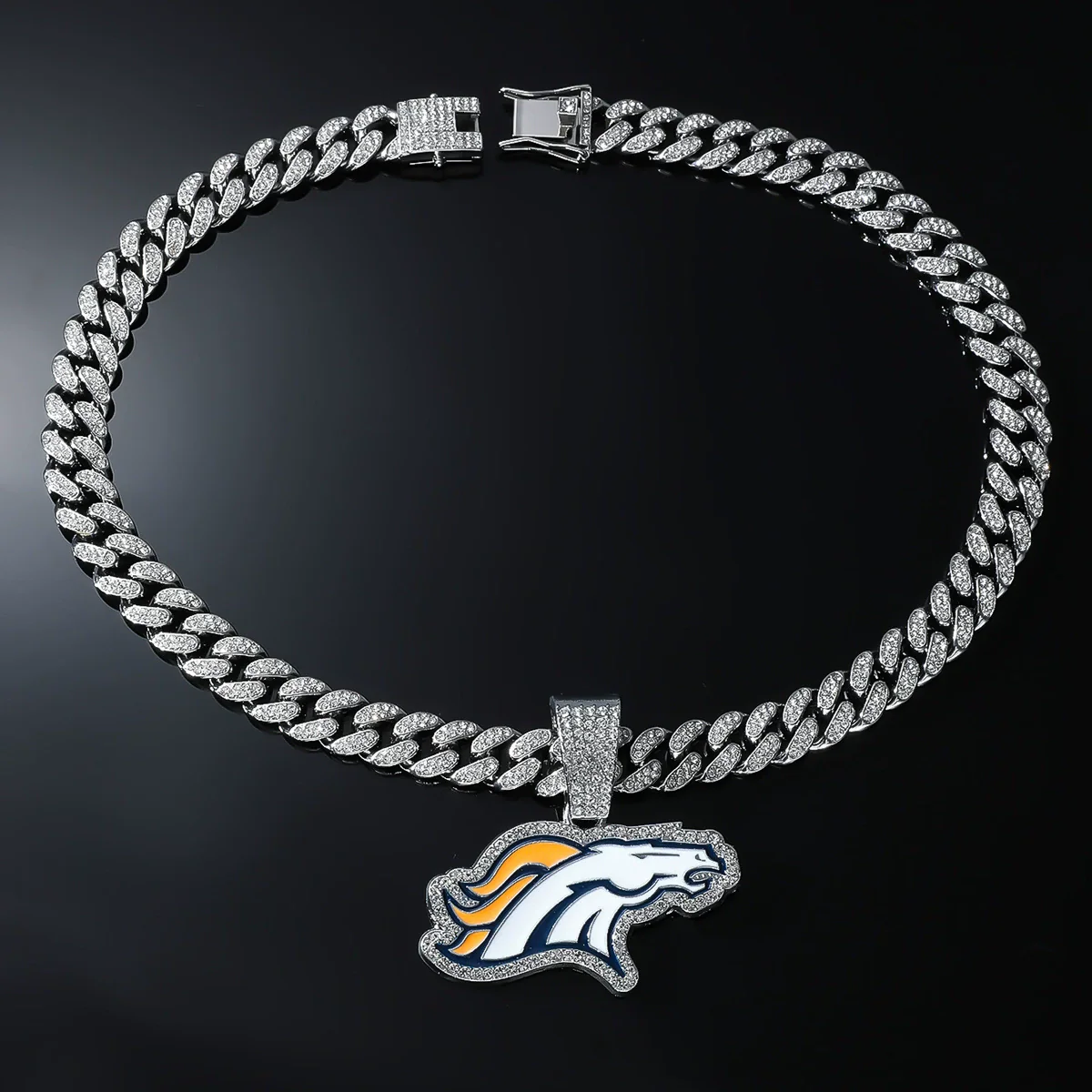 Alloy Geometric Animal Wolf Pendant Cuban Chain Necklace For Men With Diamond - Image 4