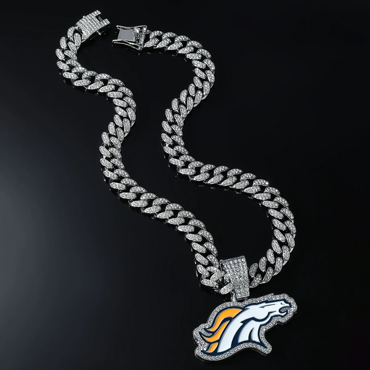 Alloy Geometric Animal Wolf Pendant Cuban Chain Necklace For Men With Diamond - Image 6