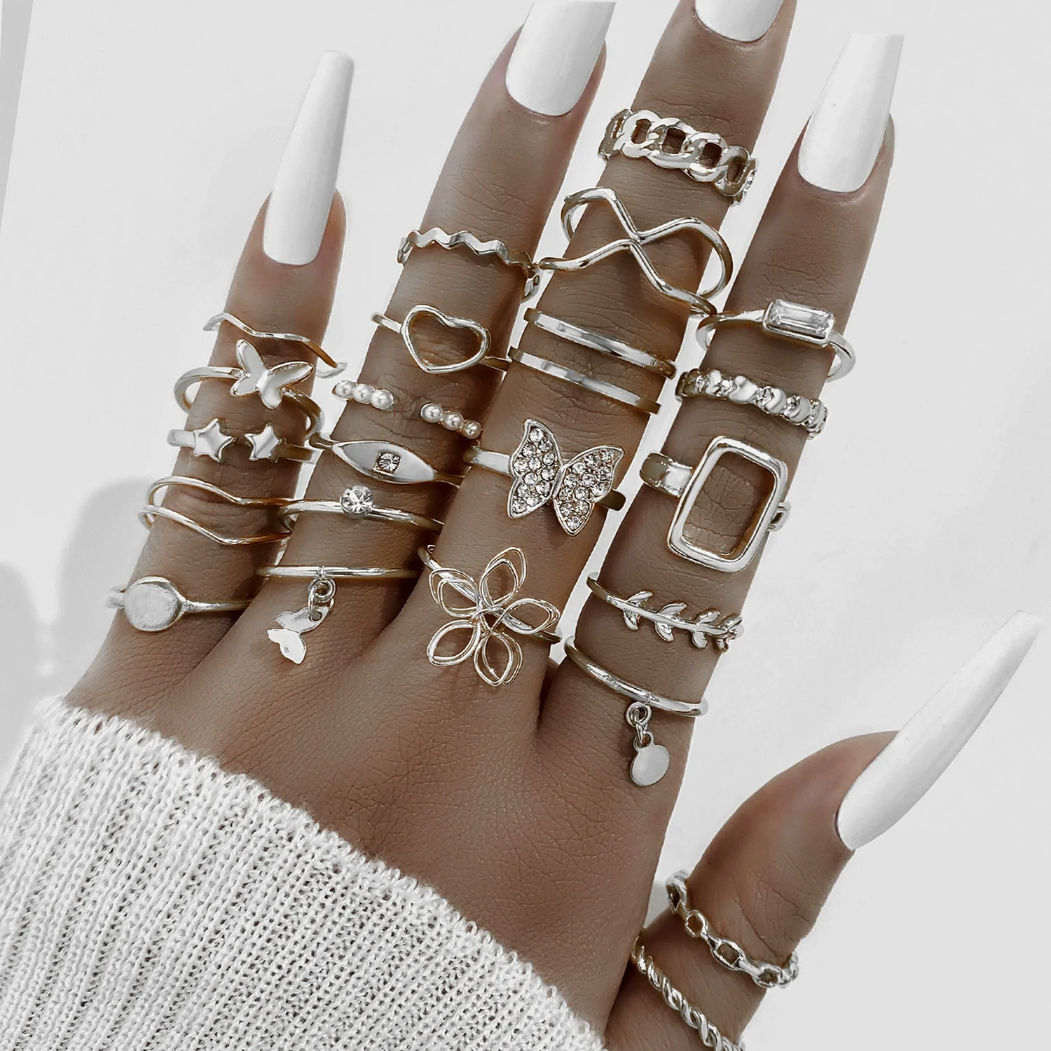 Alloy Geometric Black Butterfly Diamond Pearl Ring Dripping Oil Highend Unisex - Image 7