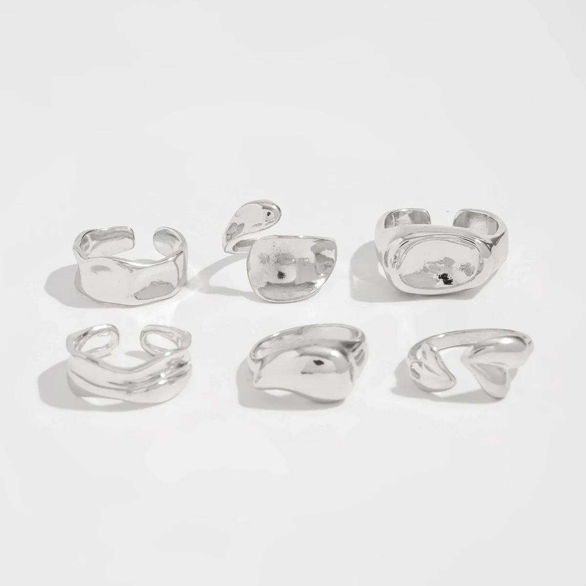 Alloy Geometric Bow Pattern Electroplated Ring Set For Women - Image 6
