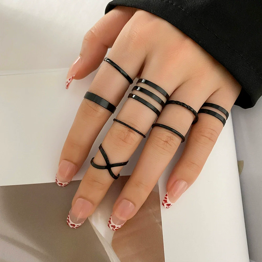 Alloy Geometric Butterfly Opening Multijoint Ring Set With Precious Stones Unisex - Image 10