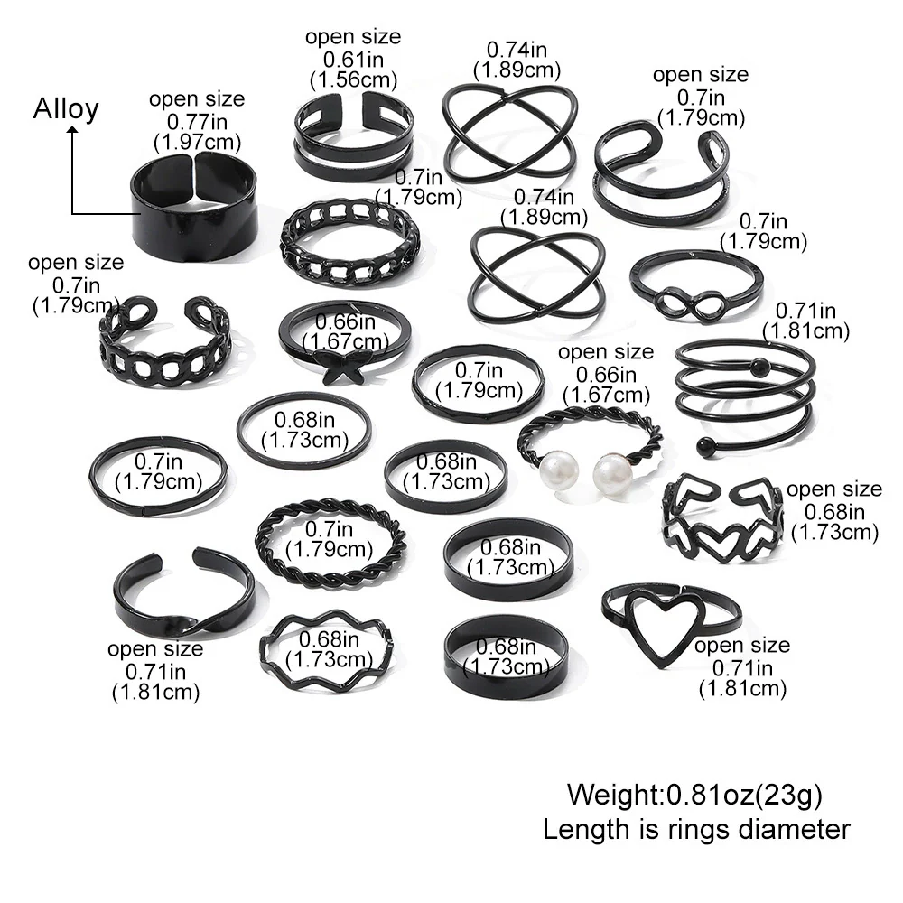Alloy Geometric Butterfly Opening Multijoint Ring Set With Precious Stones Unisex - Image 5