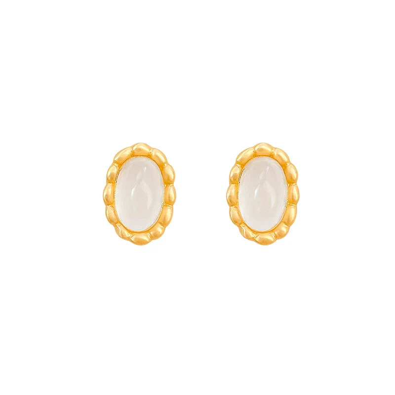 Alloy Geometric Cat's Eye Stone Women's Electroplated Earrings - Image 5