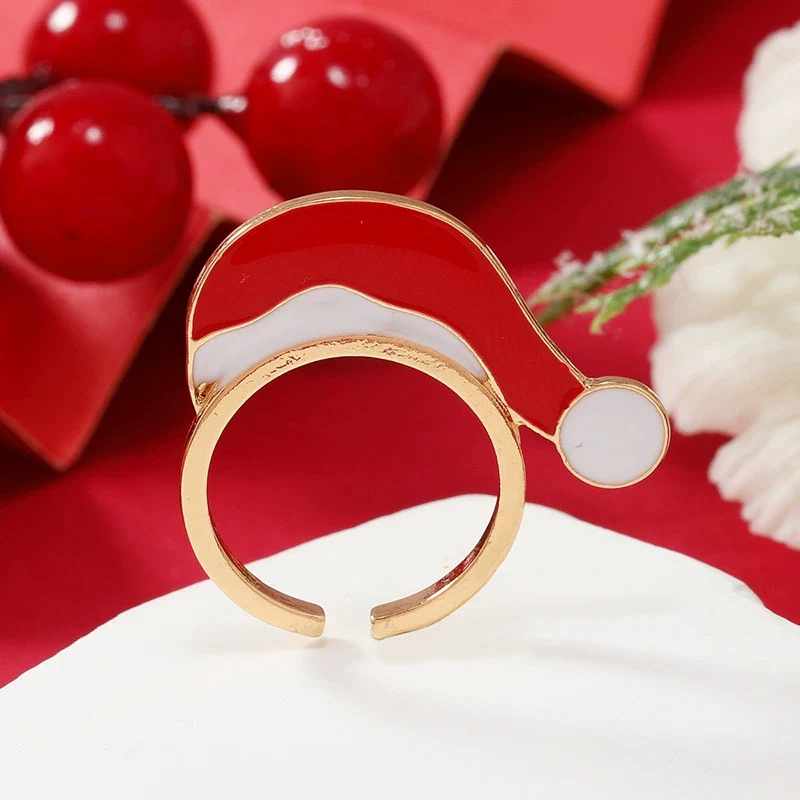 Alloy Geometric Christmas Ring For Women With Dripping Oil Treatment - Image 12