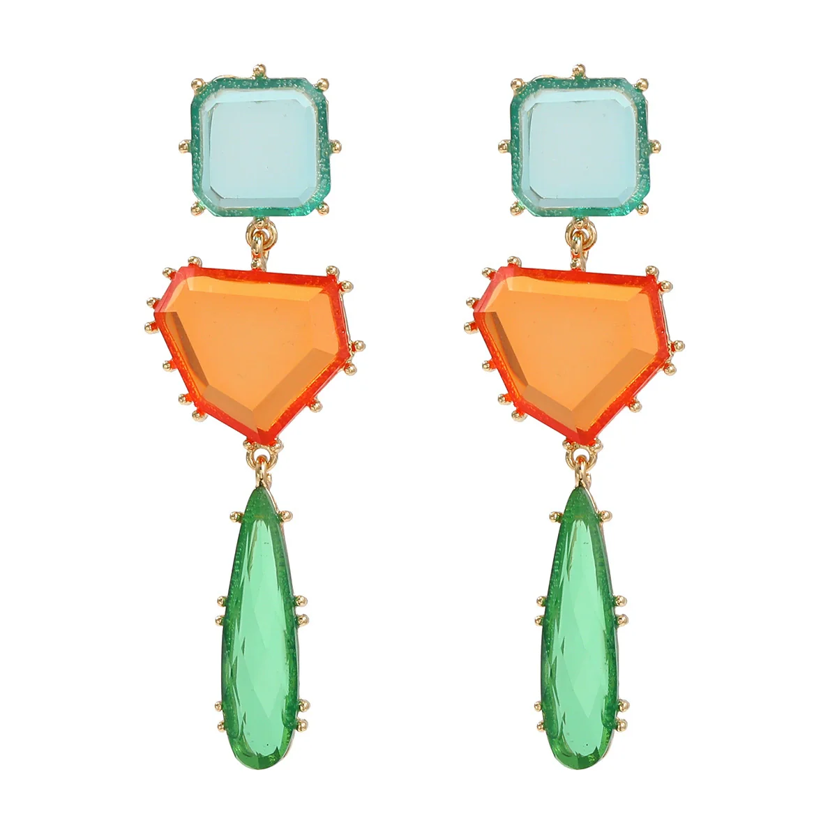 Alloy Geometric Color Matching Electroplated Women's Earrings - Image 5
