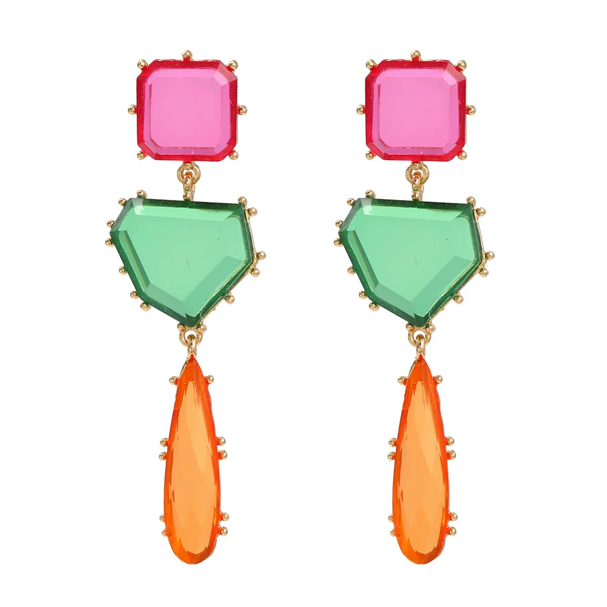 Alloy Geometric Color Matching Electroplated Women's Earrings - Image 7