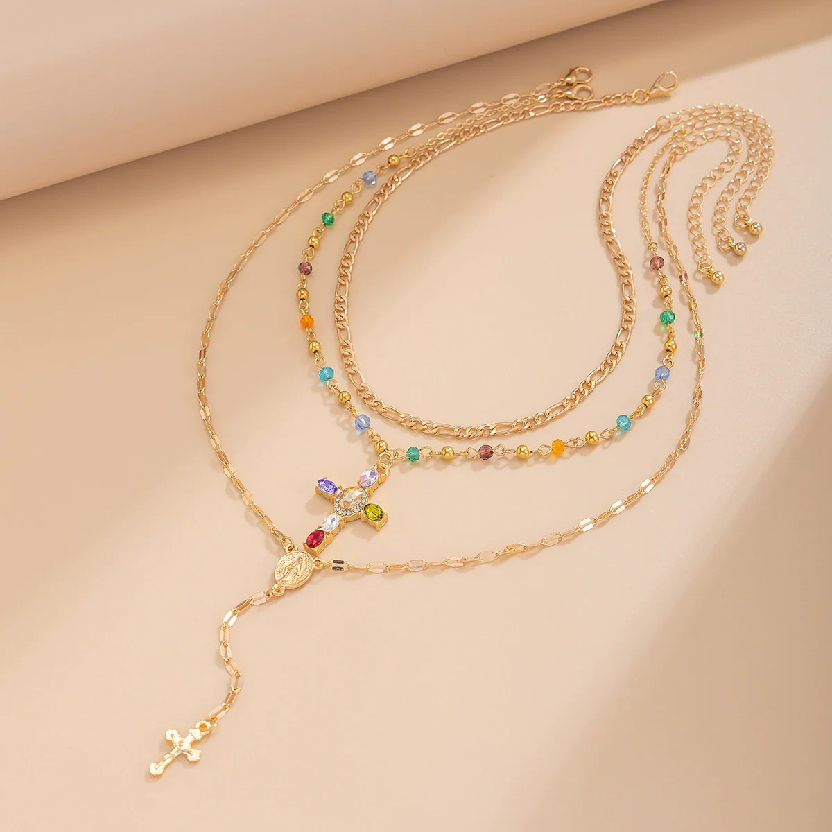 Alloy Geometric Cross Pendant Necklace Electroplating Hiphop Niche Style Women's - Image 4