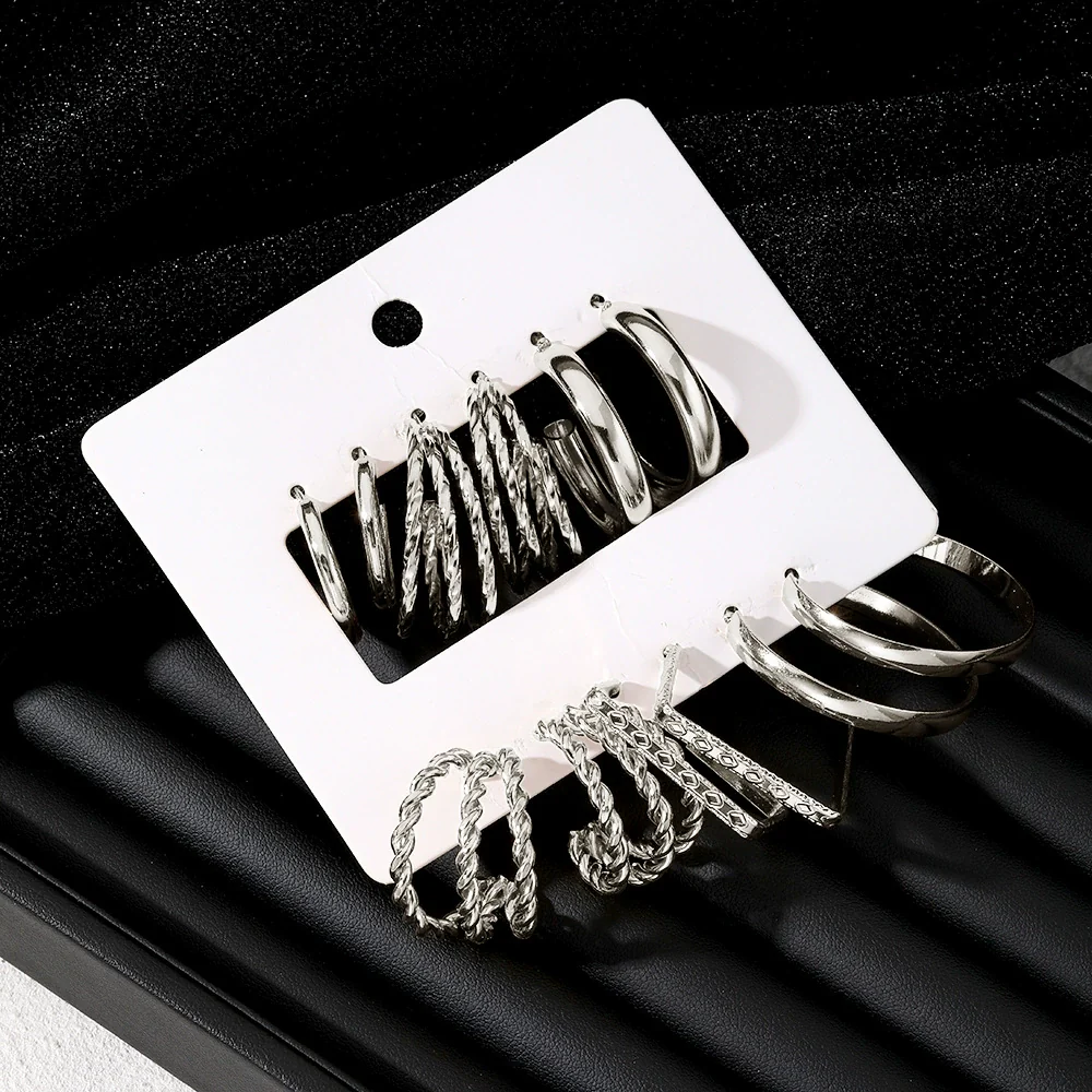 Alloy Geometric Cshaped Square Metal Earrings With Diamond Embedded And Electroplating Treatment For Women - Image 3
