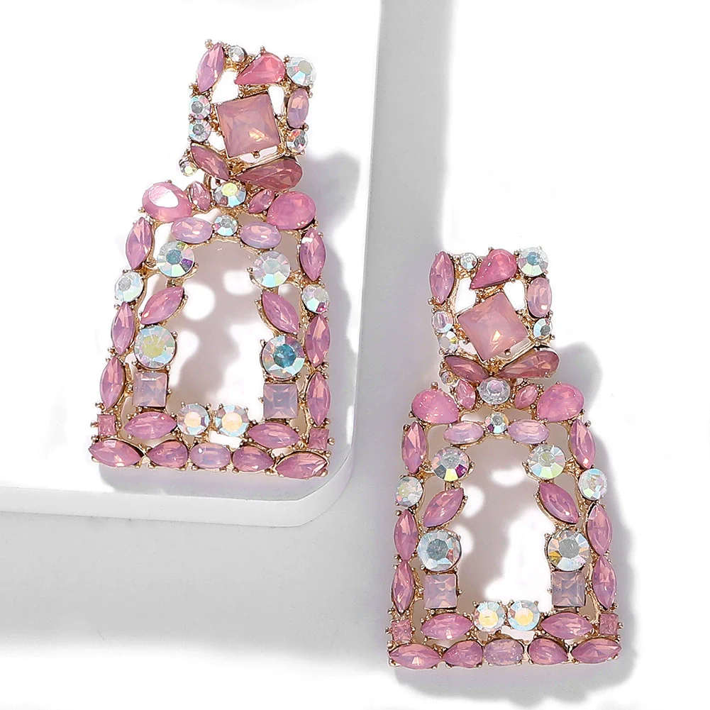 Alloy Geometric Diamond Earrings - Image 3