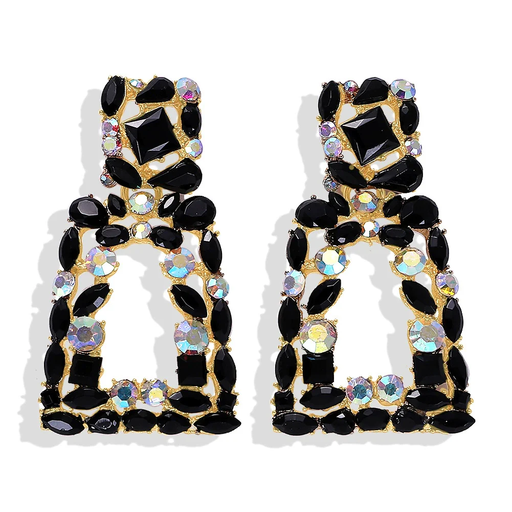Alloy Geometric Diamond Earrings - Image 4