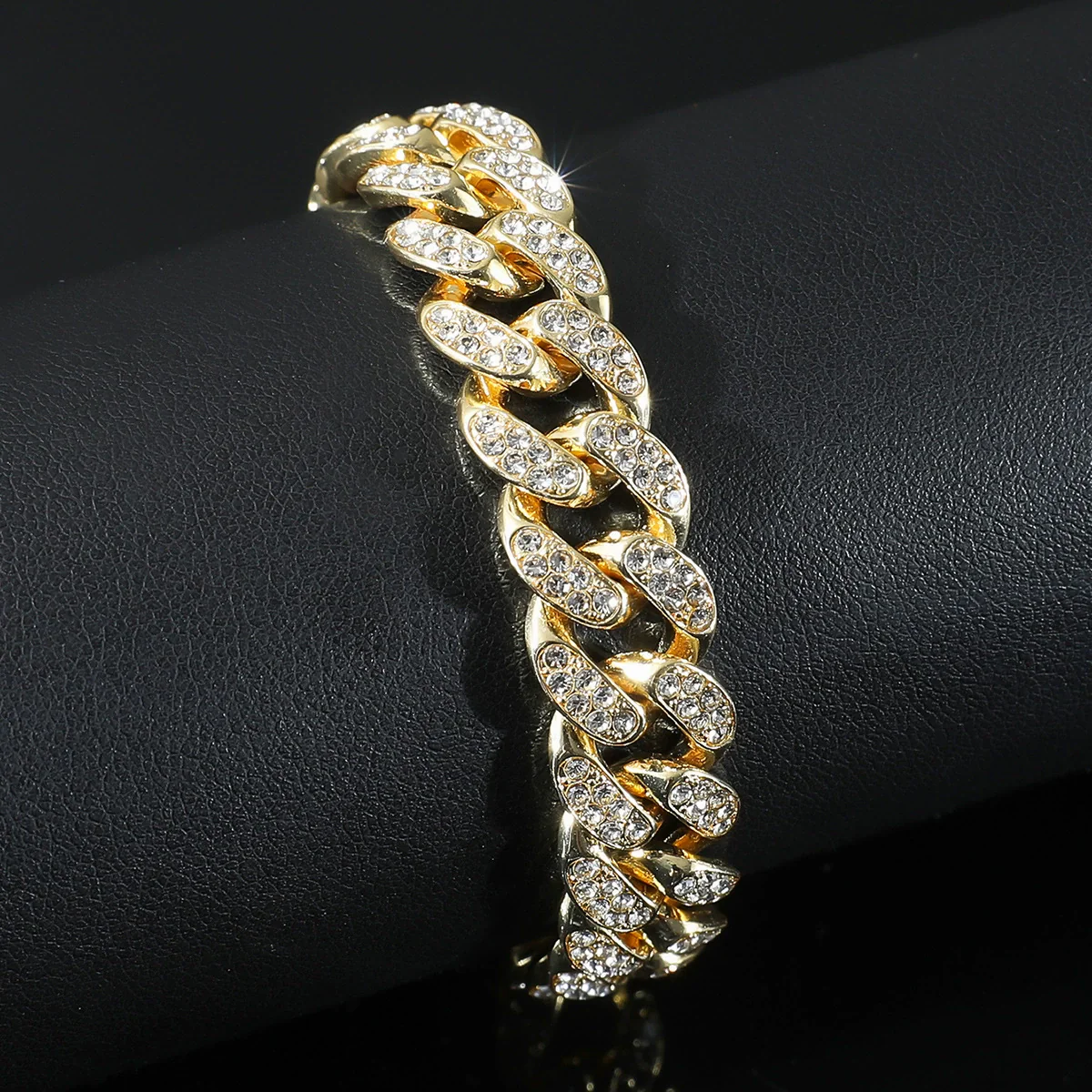 Alloy Geometric Diamond Hip Hop Bracelet - Image 3