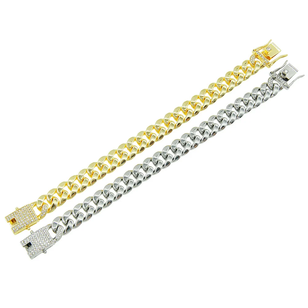 Alloy Geometric Diamond Hiphop Rap Cuban Chain Bracelet For Men - Image 5