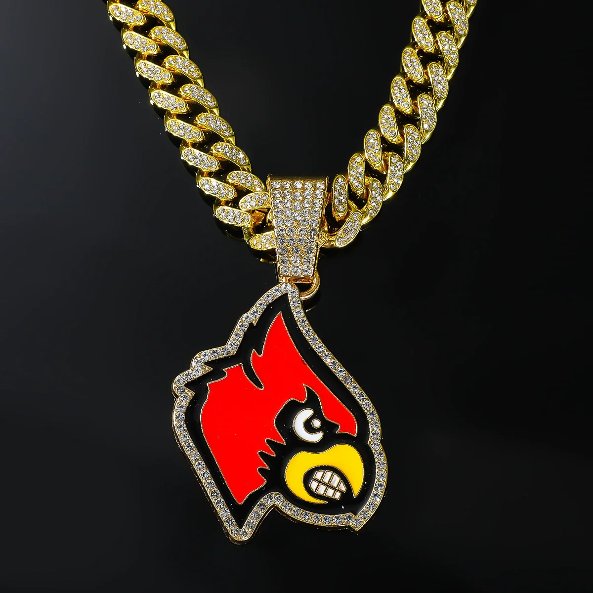 Alloy Geometric Diamond Men's Cuban Chain Hip Hop Exaggerated Animal Pendant Necklace - Image 2