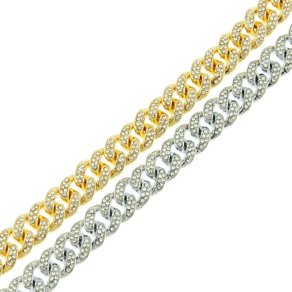 Alloy Geometric Diamond Men's Hipster Punk Fashion Cuban Chain Bracelet - Image 5