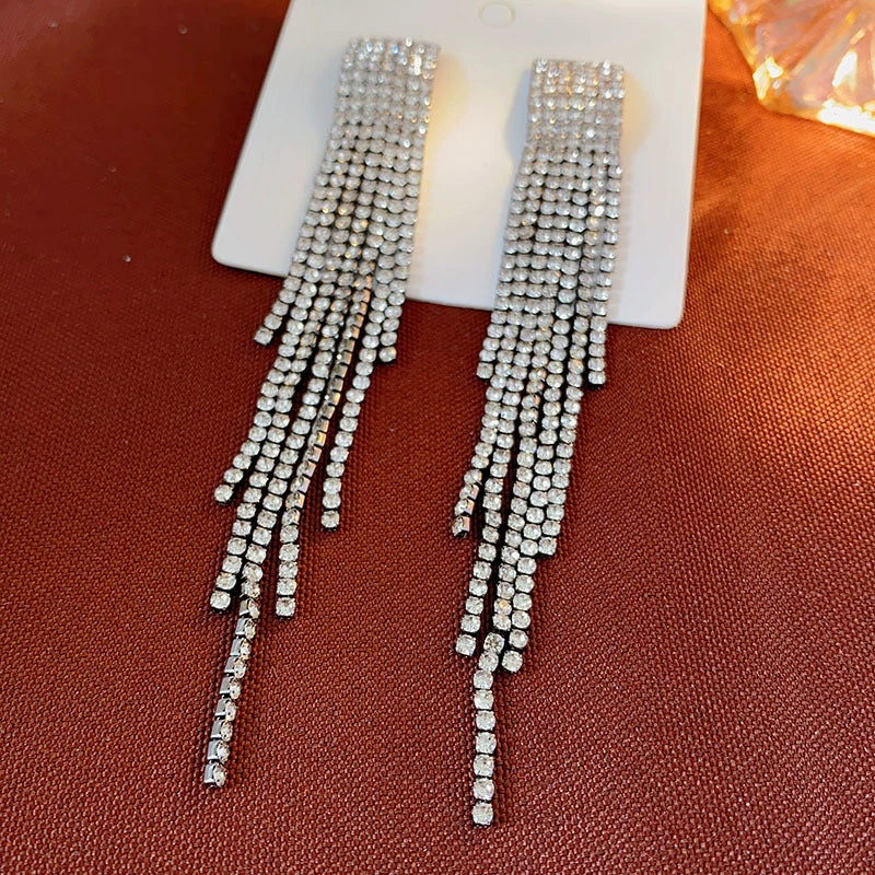 Alloy Geometric Diamond Tassel Earrings - Image 21