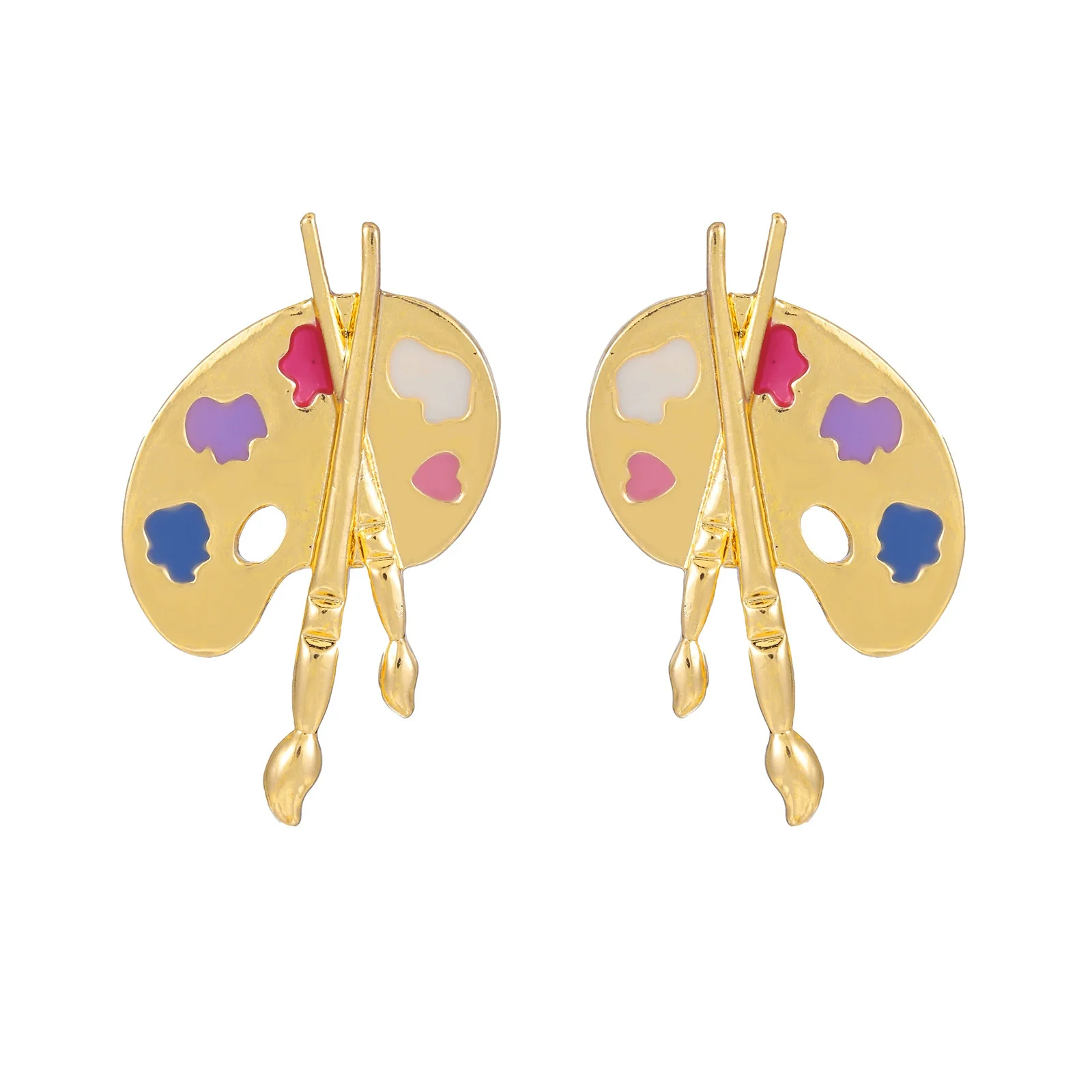 Alloy Geometric Dripping Oil Asymmetric Palette Brush Earrings For Women - Image 6
