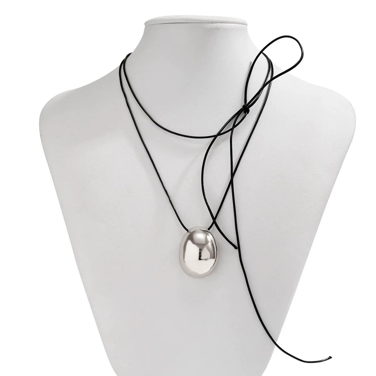 Alloy Geometric Egg Noodle Choker Women's Wax Line Necklace Jewelry - Image 5