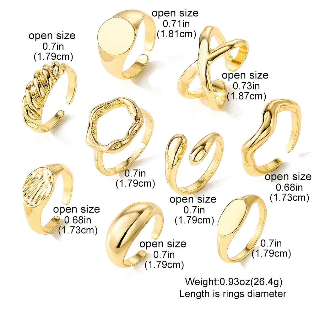 Alloy Geometric Electroplated Round Ring Set - Image 2