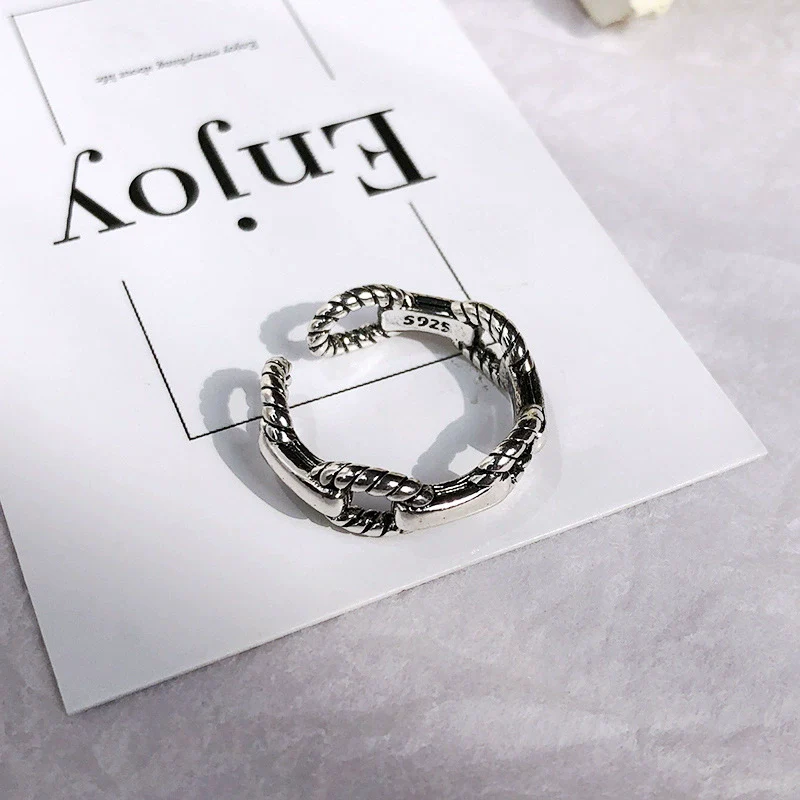 Alloy Geometric Electroplating Unisex Retro Open Multilayer Ring Hiphop Style Hand Jewelry - Image 9