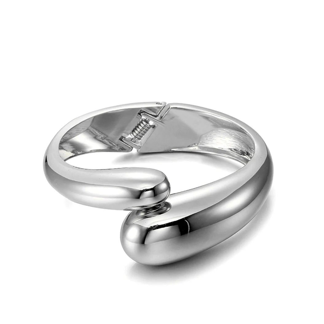 Alloy Geometric Electroplating Water Drop Glossy Asymmetric Spring Opening Unisex Bracelet - Image 5