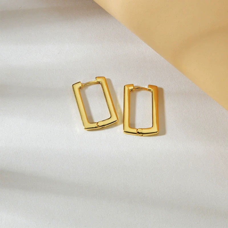Alloy Geometric Fivepointed Star Square Light Luxury Electroplated Women's Earrings - Image 2