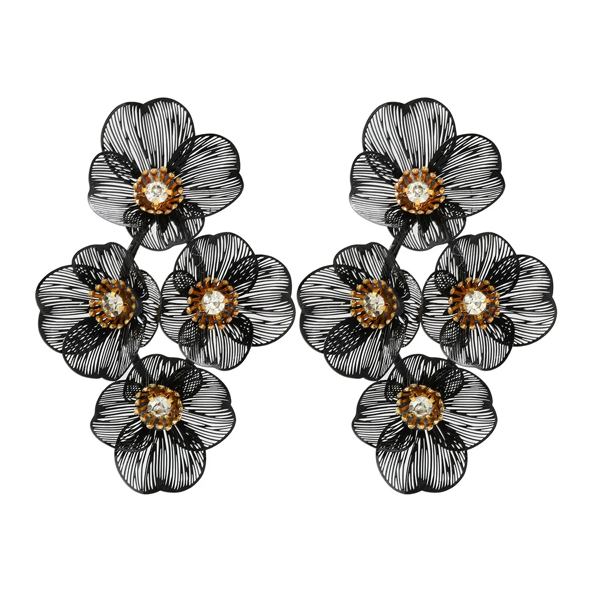 Alloy Geometric Flower Tassel Electroplated Earrings For Women Niche Fashionable Elegant Light Luxury Style - Image 10