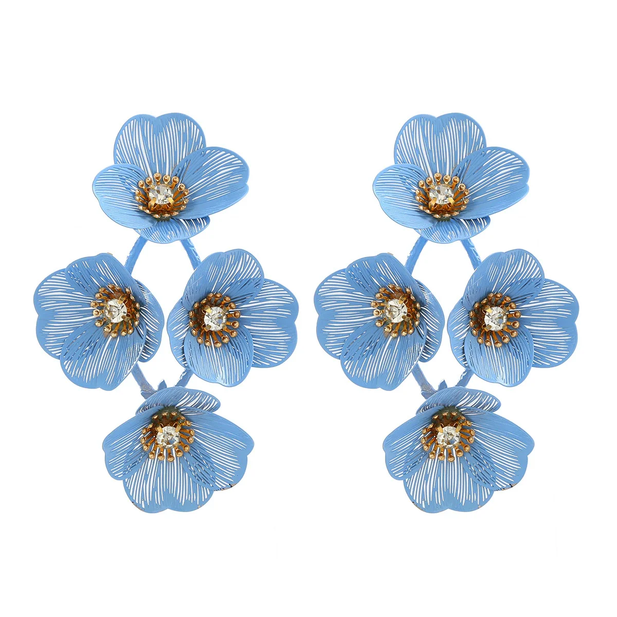 Alloy Geometric Flower Tassel Electroplated Earrings For Women Niche Fashionable Elegant Light Luxury Style - Image 8