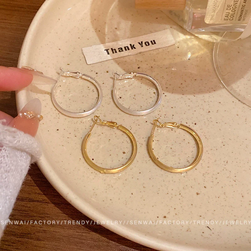 Alloy Geometric Frosted Women's Earrings With Electroplating - Image 3