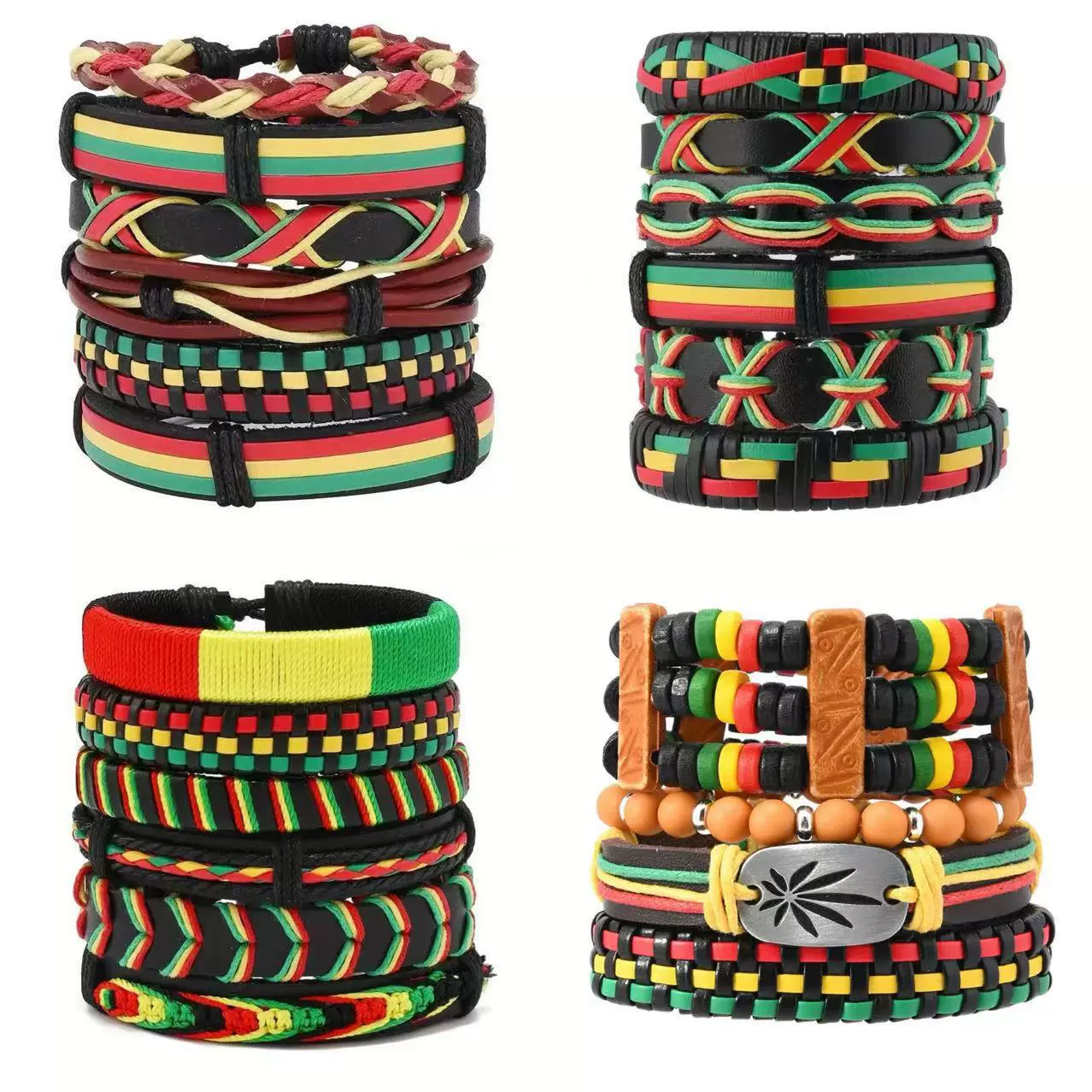 Alloy Geometric Hand Knitted Vintage Style Loop Maple Leaf Multilayer Bouncing Rope Bracelet - Image 10