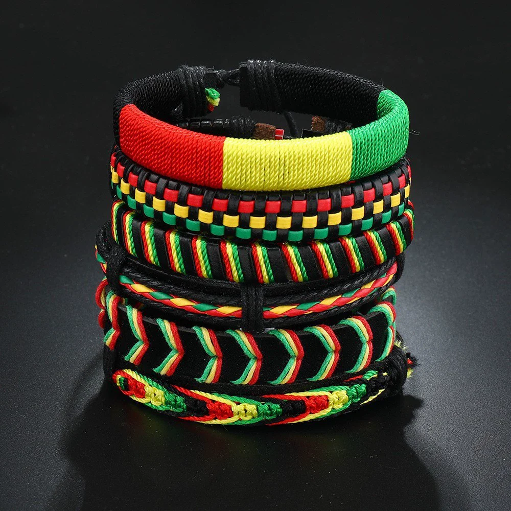 Alloy Geometric Hand Knitted Vintage Style Loop Maple Leaf Multilayer Bouncing Rope Bracelet - Image 2