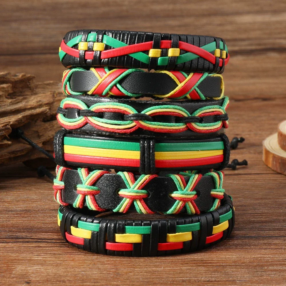 Alloy Geometric Hand Knitted Vintage Style Loop Maple Leaf Multilayer Bouncing Rope Bracelet - Image 3