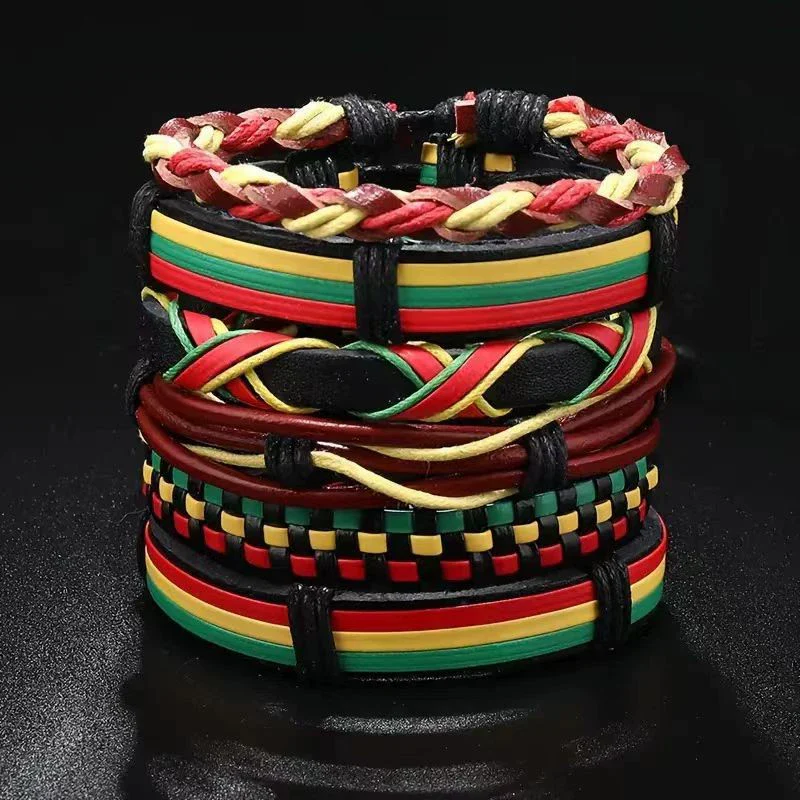 Alloy Geometric Hand Knitted Vintage Style Loop Maple Leaf Multilayer Bouncing Rope Bracelet - Image 4