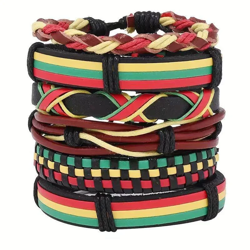 Alloy Geometric Hand Knitted Vintage Style Loop Maple Leaf Multilayer Bouncing Rope Bracelet - Image 6