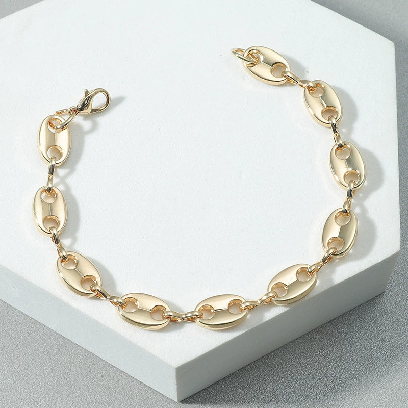 Alloy Geometric Hip Hop Personality Charm Jewelry Set With Cuban Chain Bracelet And Necklace - Image 10
